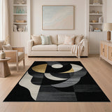 Gold and Silver Gold Geometric Abstract Area Rug