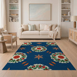Navy Berry Wreath Harvest Area Rug