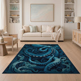 Teal Octopus Coastal Area Rug