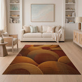 Overlapping Circle Shag Area Rug in Warm Orange Tones
