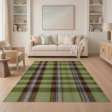Green Red Plaid Rustic Farmhouse Area Rug