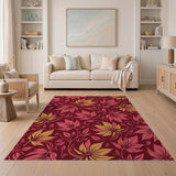 Pink Maple Leaf Floral Vintage Area Rug