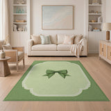 Elegant Green Bow Scalloped Frame Area Rug