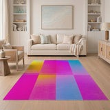 Geometric Modern Multi-color and Patterns Vibrant Multi-Color Geometric Block Area Rug