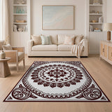 Ornate Maroon Mandala Area Rug