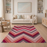 Layered Pink Chevron Area Rug