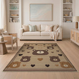 Adorable Teddy Bear Hearts Kids Area Rug