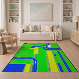 Aerial Highway Interchange Geometric Area Rug