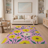 Vibrant Yellow Sunflower Daisy Pink Area Rug