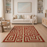 Red Red Geometric Labyrinth Area Rug