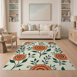Vintage Orange Dahlia Floral Area Rug