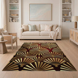 Gold and Silver Gold Starburst Geometric Area Rug