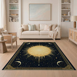 Celestial Golden Sun Mandala Area Rug