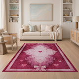 Ornate Pink Hearts Area Rug