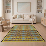 Vibrant Teal Gold Woven Southwestern Rug
