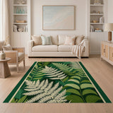 Green Lush Fern Grove Green Area Rug