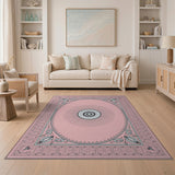 Pink Sunburst Medallion Area Rug