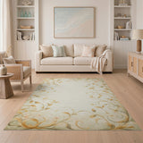 Ornate Floral Vine Border Rug
