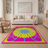 Vibrant Yellow Sunflower Pink Area Rug