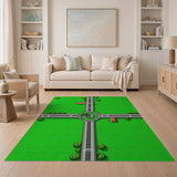 Pixelated Green Meadow Roundabout Area Rug
