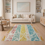 Vibrant Multi-Color Ikat Tribal Stripe Rug