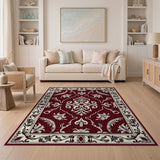 Red Elegant Red Ornate Floral Area Rug