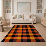 Bold Orange Black Buffalo Check Area Rug