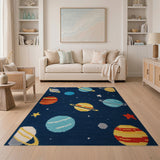 Kids Space Planets Cartoon Area Rug
