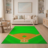 Baseball Field Green Kids Area Rug