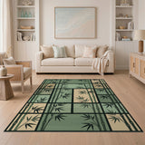 Modern Bamboo Grid Green Area Rug