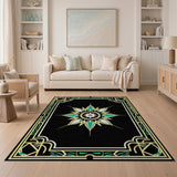 Teal Starburst Geometric Geometric Modern Area Rug