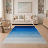 Blue and Teal Ombre Blue Gradient Stripe Area Rug
