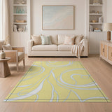 Yellow Abstract Swirl Area Rug