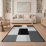 Black and White Geometric Modern Black White Geometric Abstract Area Rug