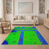 Multi-color and Patterns Kids Cartoon Kids Cartoon City Roads Play Rug