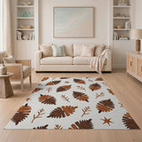 Brown Fern Frond Twig Pattern Area Rug