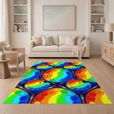 Rainbow Paint Palette Washable Area Rug