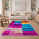 Vibrant Multi-Color Geometric Stripe Rug