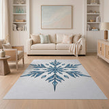Intricate Blue Snowflake Area Rug