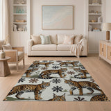 Majestic Lynx Snowflakes Pattern Rug