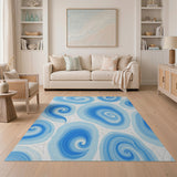 Swirling Blue Abstract Area Rug