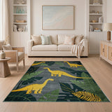 Kids Yellow Brachiosaurus Dino Jungle Rug