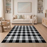Black and White Rustic Farmhouse Black White Checkered Rustic Farmhouse Area Rug
