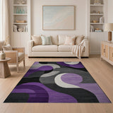 Grey Purple Grey Geometric Abstract Area Rug
