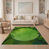 Layered Green Leaf Textured Area Rug