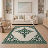 Traditional Persian Ornate Green Persian Medallion Rug
