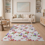Whimsical Pink Purple Floral Swirl Area Rug