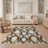 Brown Arch Trellis Geometric Area Rug
