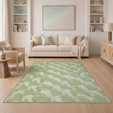Green Fern Frond Coastal Area Rug