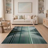 Green Striped Fjord Landscape Area Rug